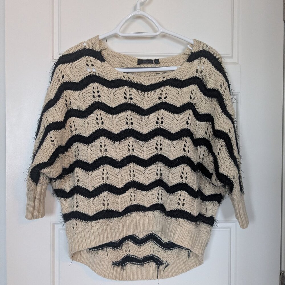 Dex Zigzag Stripe Pointelle Knit Sweater
